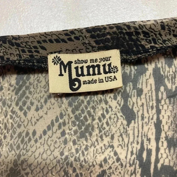 Show Me Your Mumu Dress Python Snake Sheer Black Vneck Dress Size Medium - Picture 7 of 11